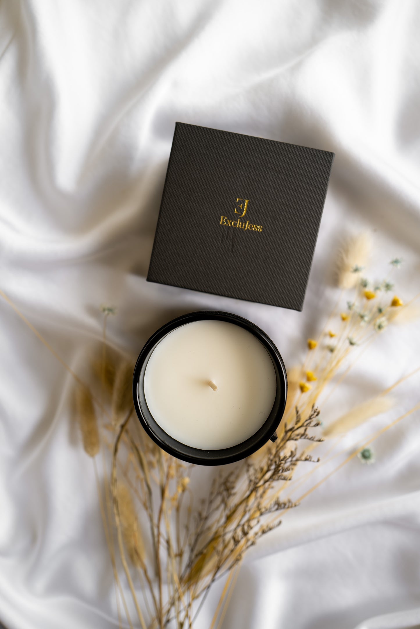 ExcluJess Leather Premium Candles Pink with box on cloth
