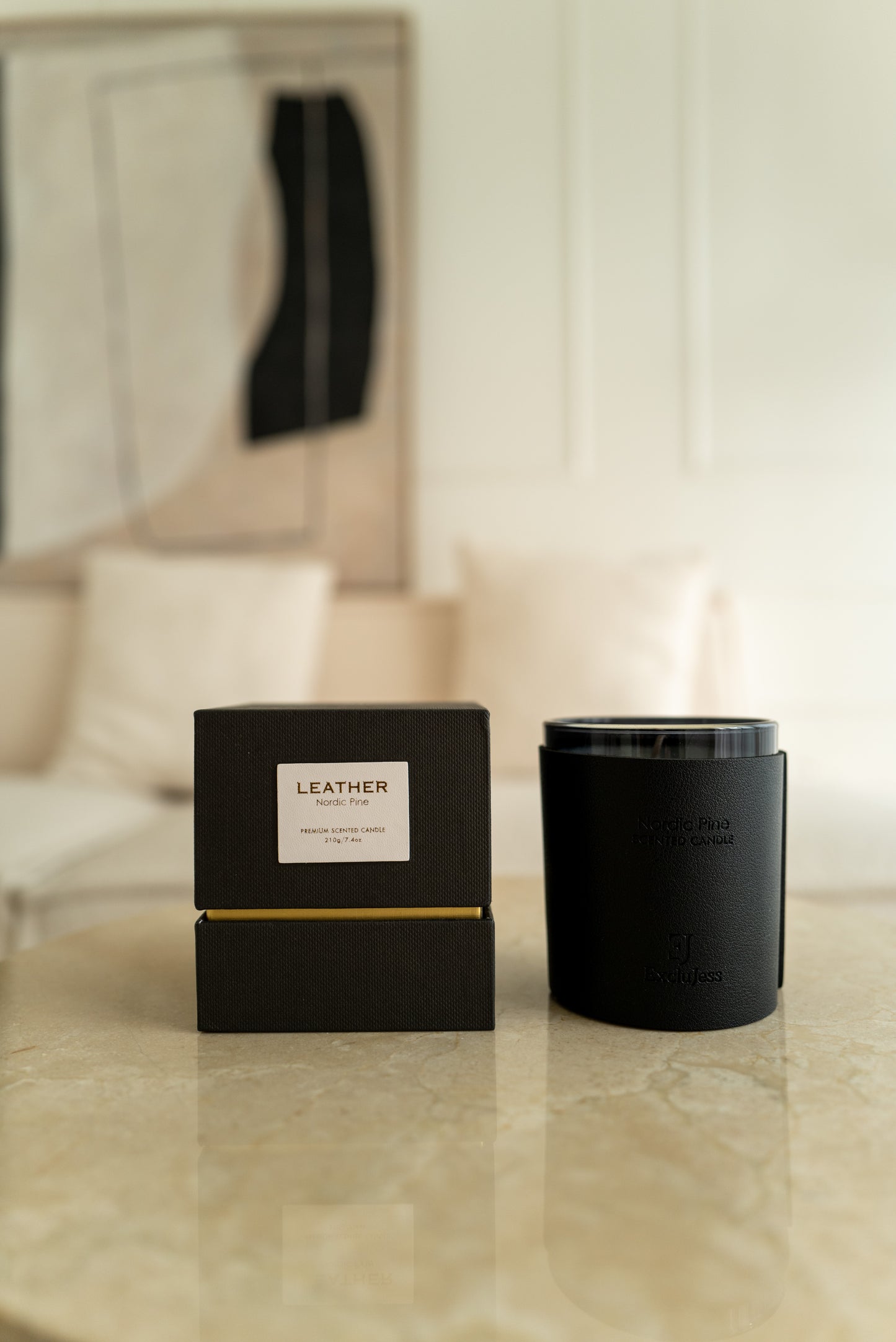 ExcluJess Leather Premium Candles Black with box