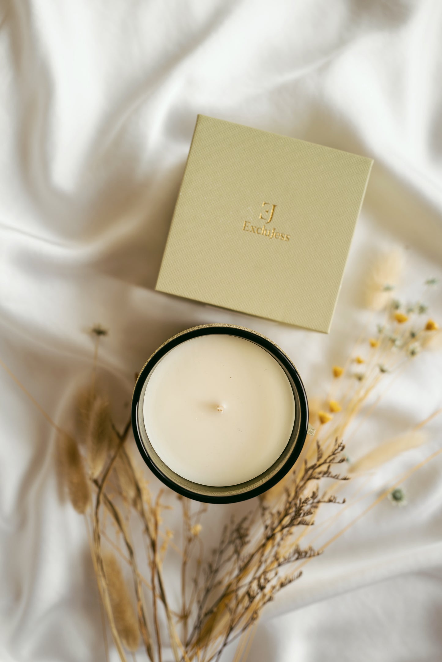 ExcluJess Leather Premium Candles Green with box on cloth