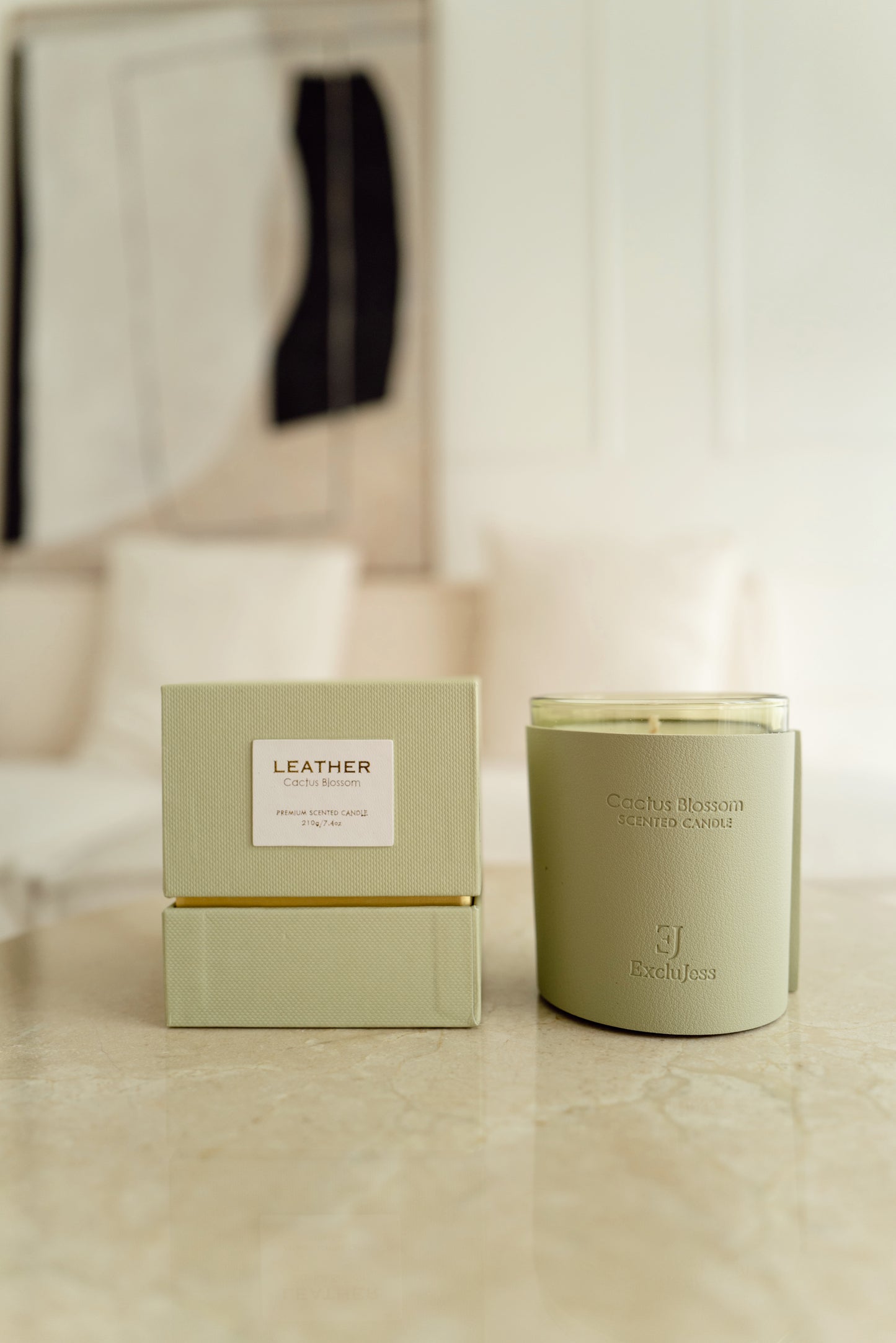 ExcluJess Leather Premium Candles Green with box