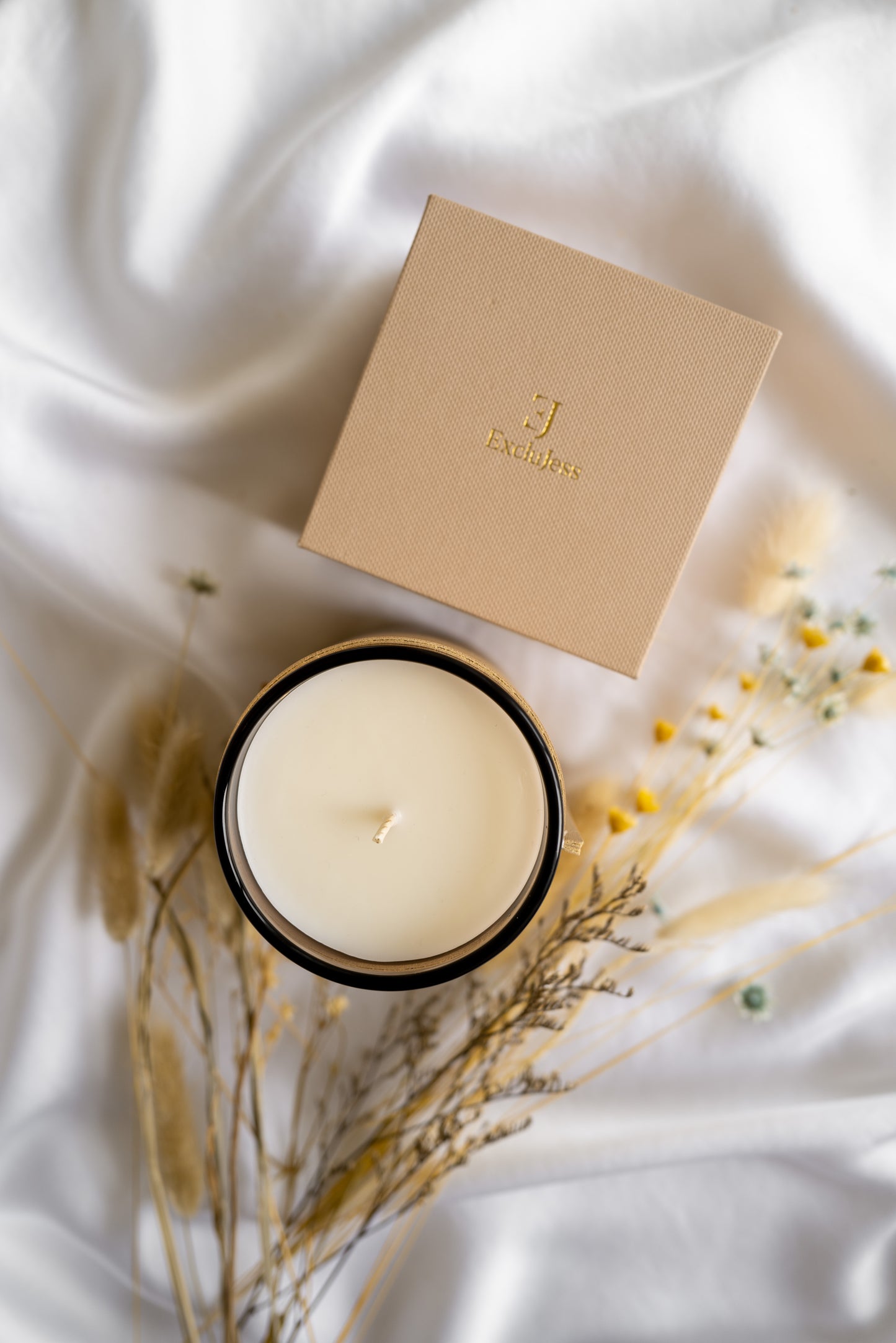 ExcluJess Leather Premium Candles Pink with box on cloth
