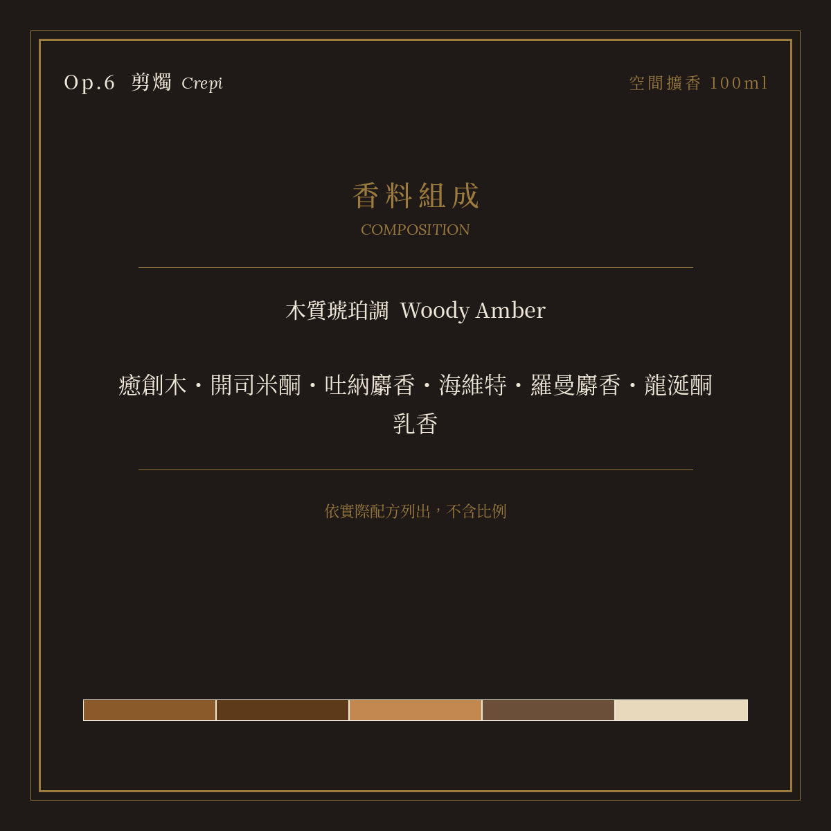 Op.6 剪燭 空間擴香 100ml｜香料組成
