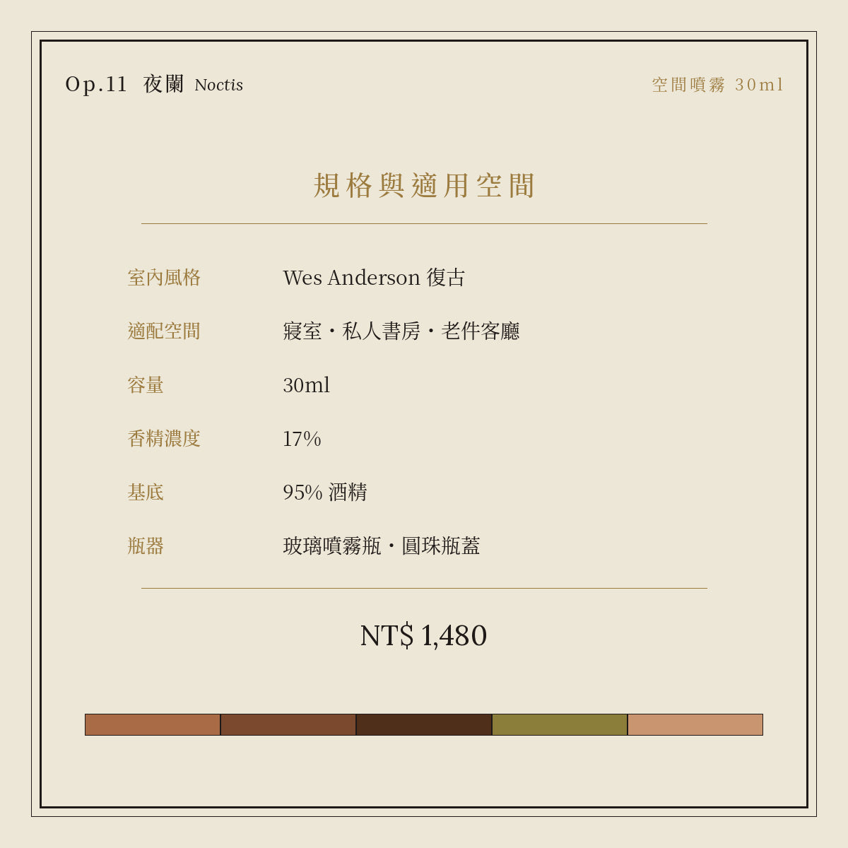 Op.11 夜闌 空間噴霧 30ml｜規格與空間